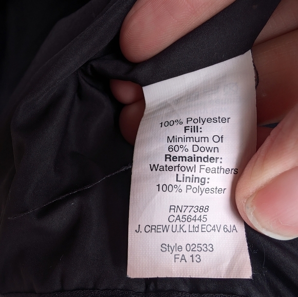 J. Crew Black Tan Herringbone Waterfowl Down Full Zip Puffer Vest Women's XS - Picture 4 of 5